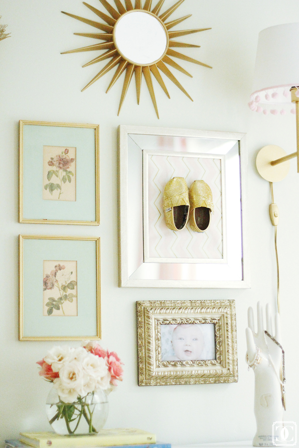 little girl framed shoes, little girl nursery, vintage nursery ,wall decor, nursery design
