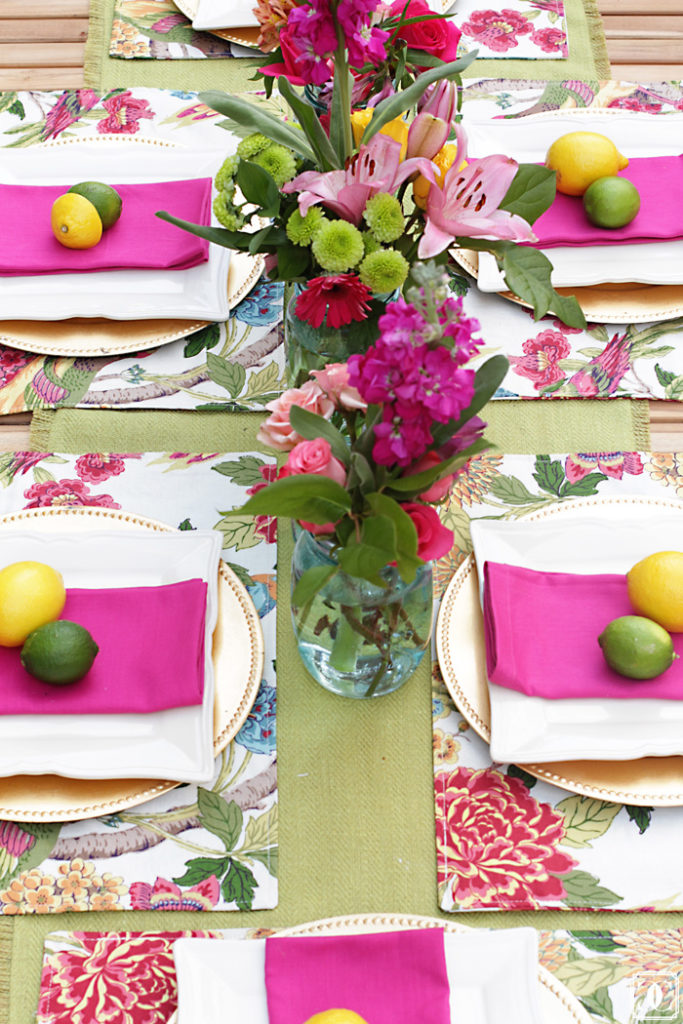 summer table, patio DIY, bright and bold colors 