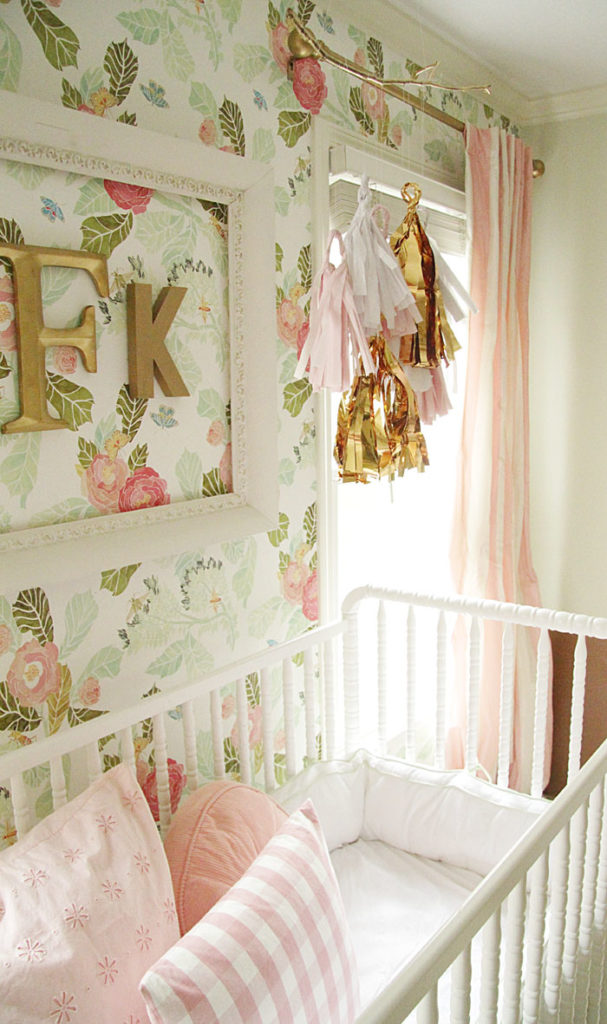 DIY, Mobile, floral wallpaper, girl nursery