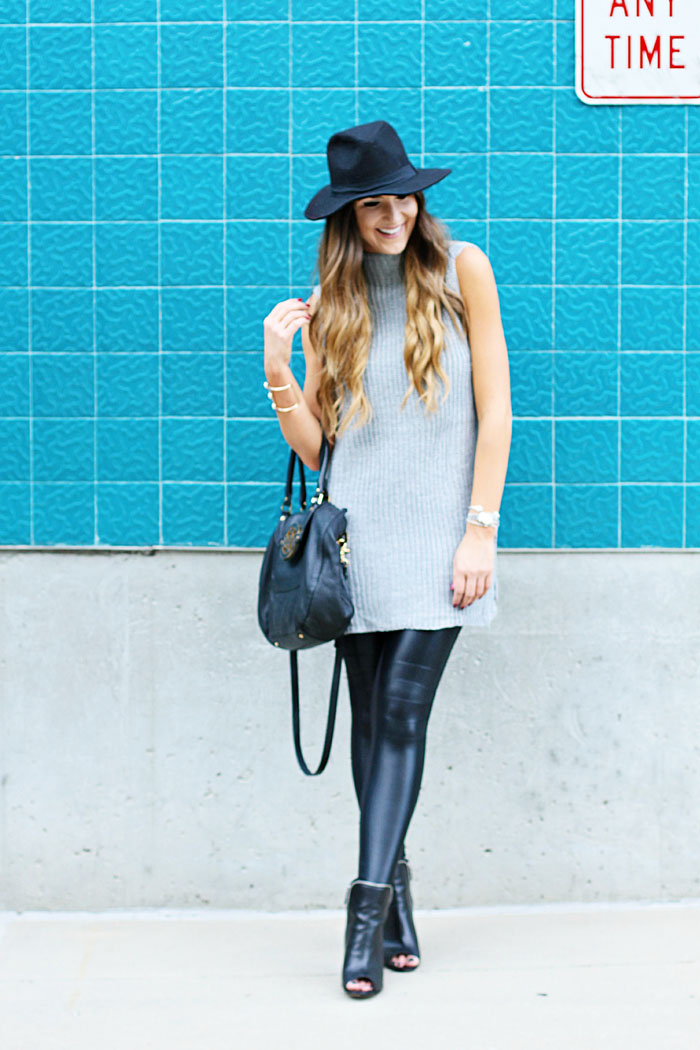 Carbon 38, workout wear, weekend outfit, leather leggings, felt hat