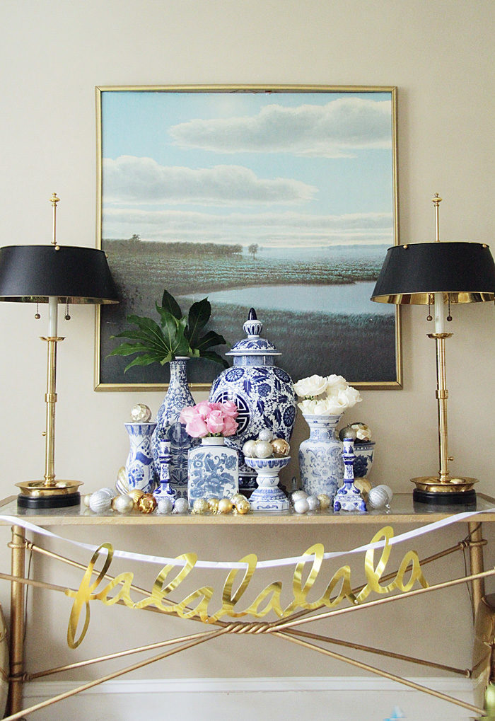 Holiday Home Tour, Blue and White, Ginger Jar, Christmas Tree
