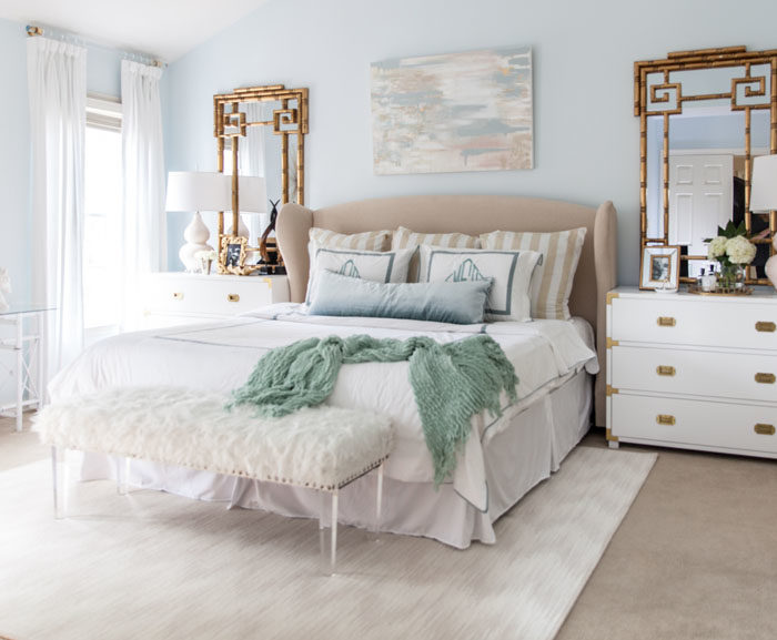 master bedroom, calming, one room challenge, bamboo, monogram, art - Master Bedroom Makeover featured by popular Texas lifestyle blogger, Style Your Senses