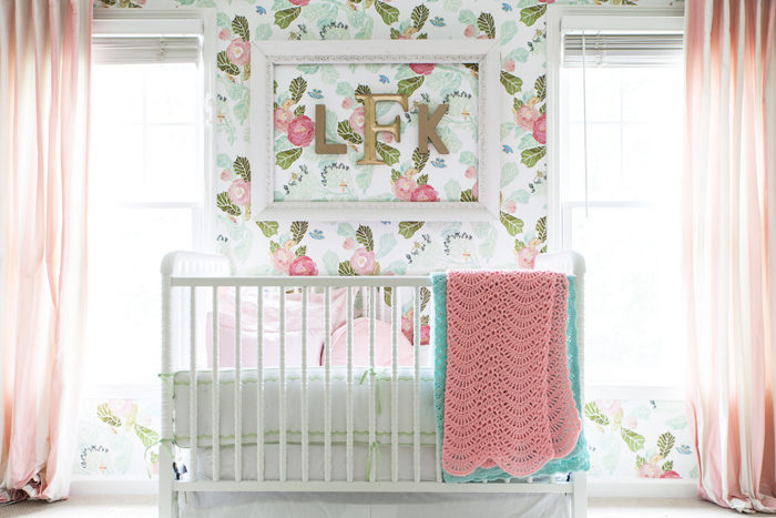 Nursery, girl nursery, vintage, floral, jenny lind, wallpaper