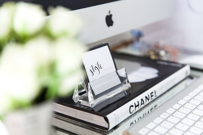glam office, home office, bamboo desk, blogger office, style your senses, chanel book