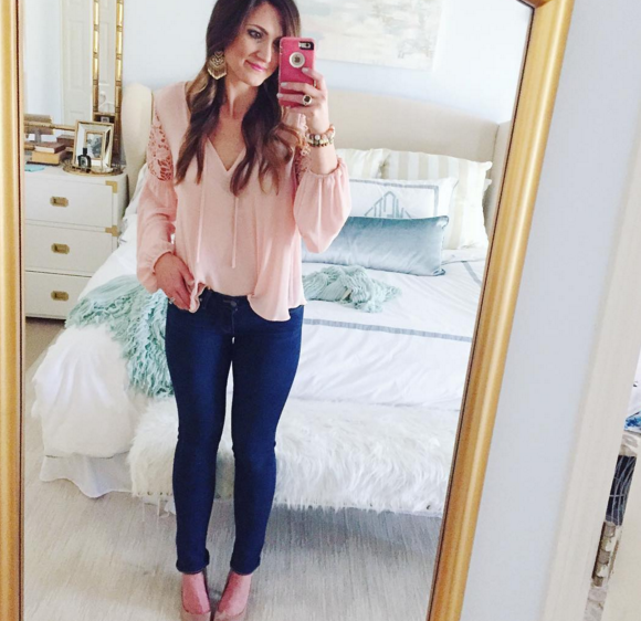 This lacy pink top is great for Spring and the $20 price is a no brainer.