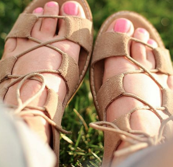 These lace up sandals are comfortable and cute.
