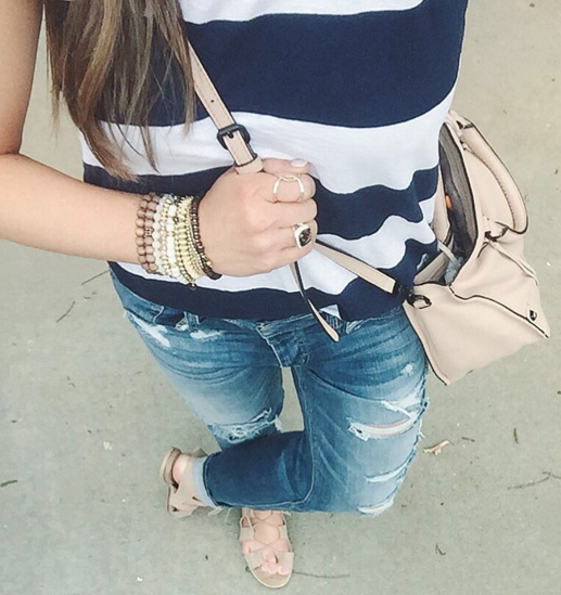 A casual outfit with my favorite striped tank and distressed denim. 