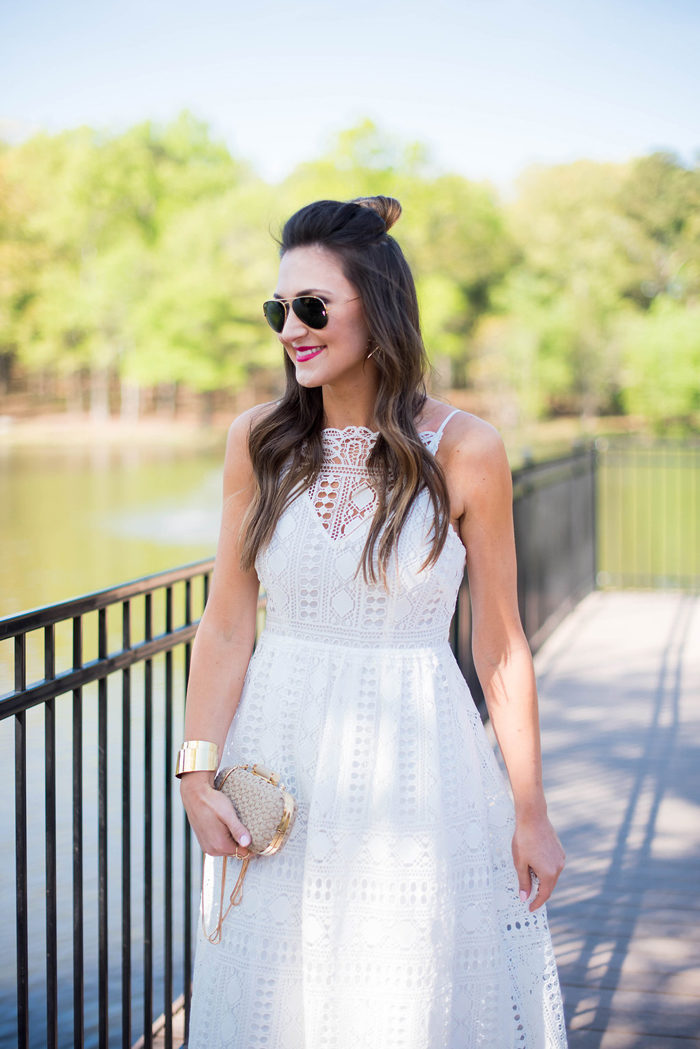 White Lace party dress with low cut back detail