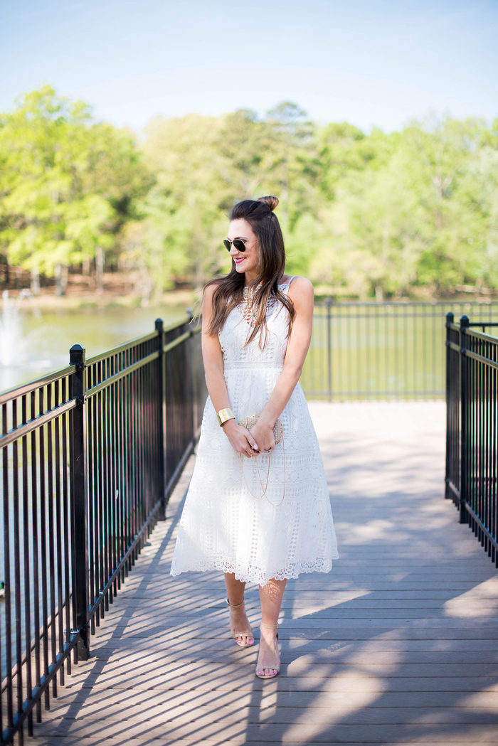 White Lace party dress with low cut back detail
