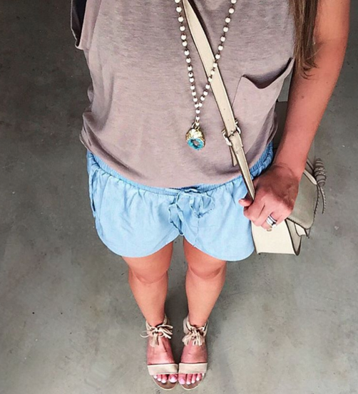Chambray track shorts and muscle tank