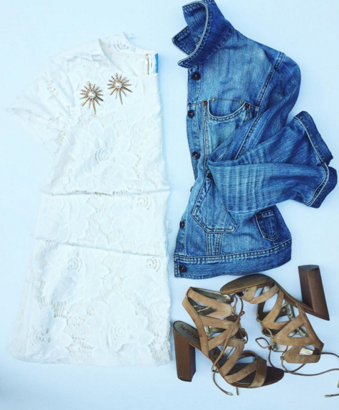This white lace dress is perfect for a summer event.