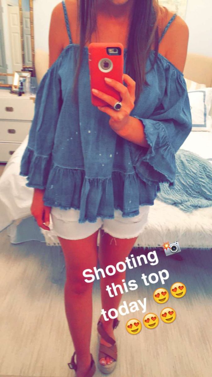 chambray off the shoulder top