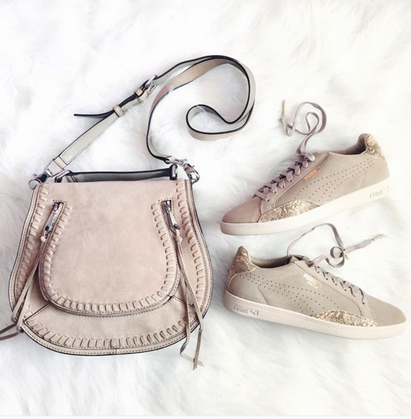 Rebecca Minkoff Vanity Saddle Bag and puma sneakers