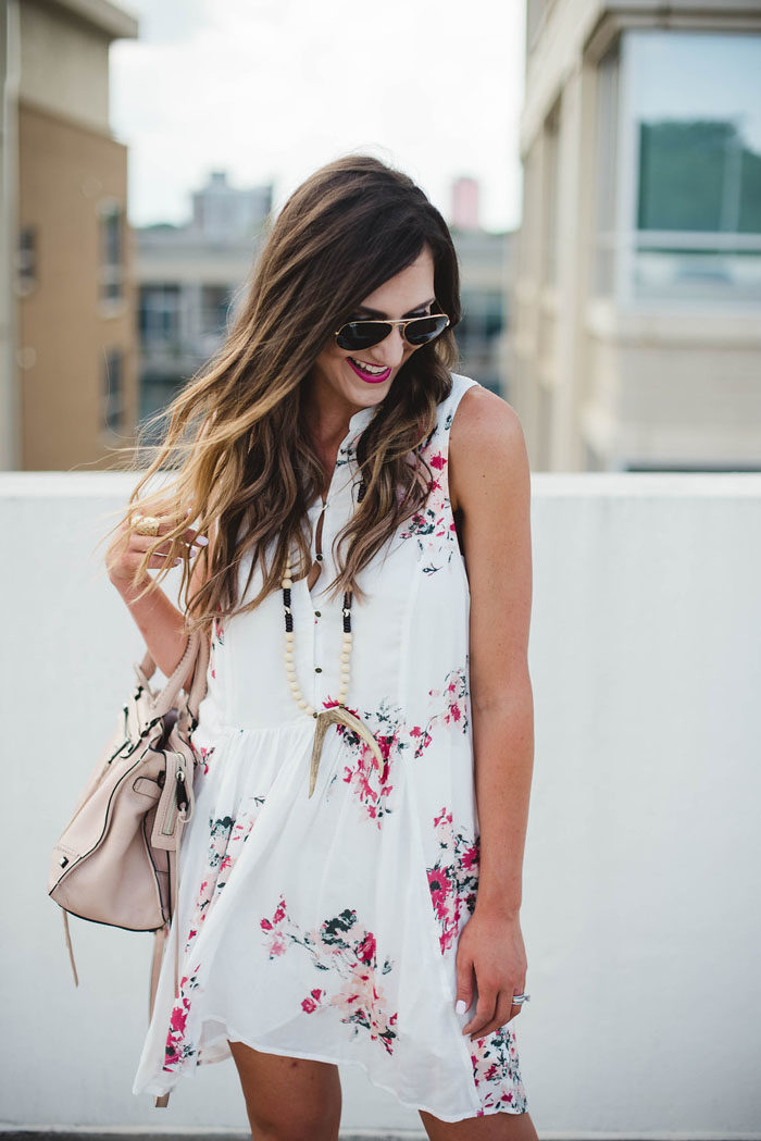 Floral dress with antler necklace