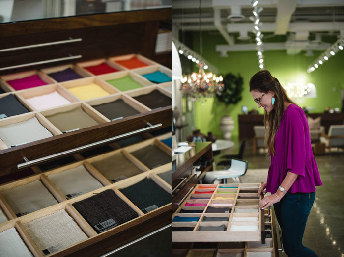 Blogger Mallory Fitzsimmons of Style Your Senses chooses custom roman shades at The Shade Store in Charlotte, NC.
