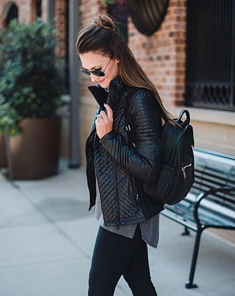 This quilted athleisure jacket takes your mom style up a notch.