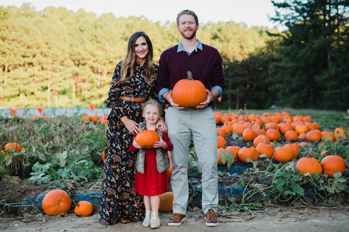Fall pumpkin patch pregnancy announcement