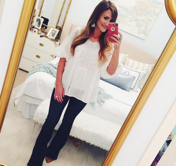 Paige flare jeans with a lace boho top