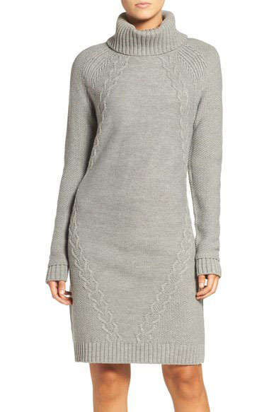 Cozy cable knit sweater dress