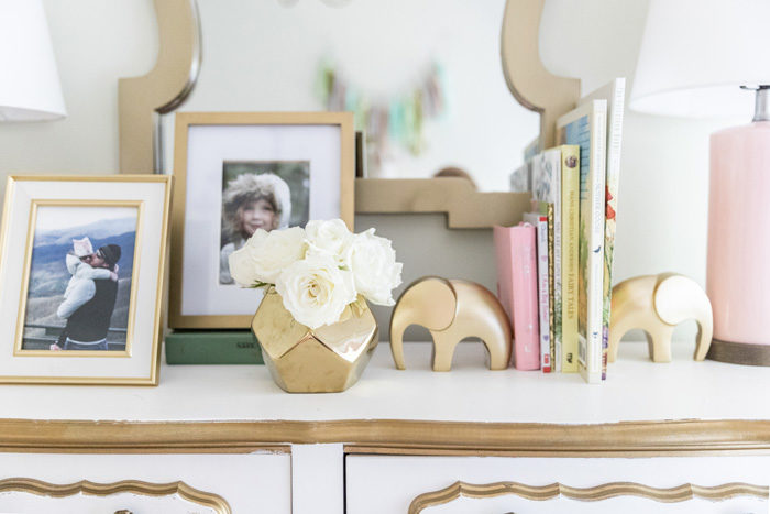 Big girl room reveal with gold, glam accessories