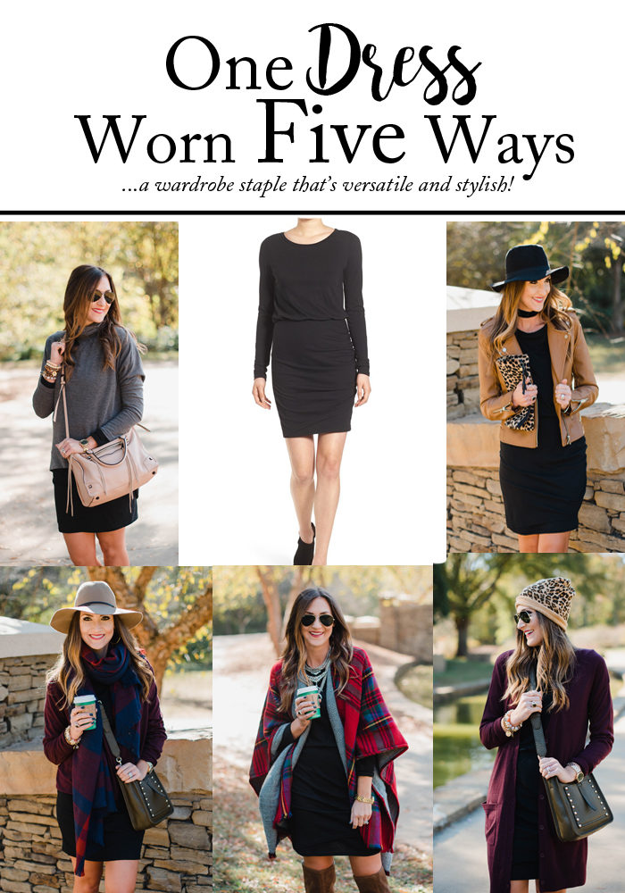 One dress worn 5 ways. Blogger Mallory Fitzsimmons of Style Your Senses shows you how versatile this black body con dress from Nordstrom is