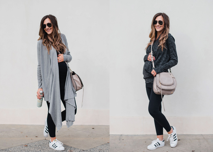 Cute Athleisure outfit for busy moms with these versatile cardigans that can be worn two ways!