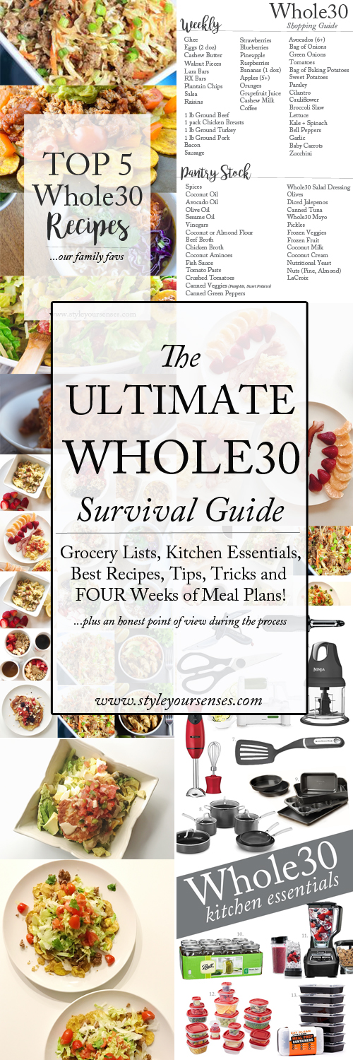 The Ultimate Whole30 survival guide! Recipes, grocery lists, meal plans, tips, tricks and a personal journey.