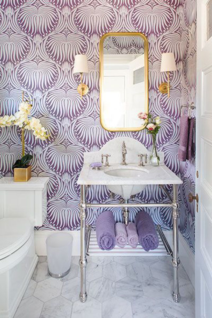 Beautiful lilac and gold bathroom