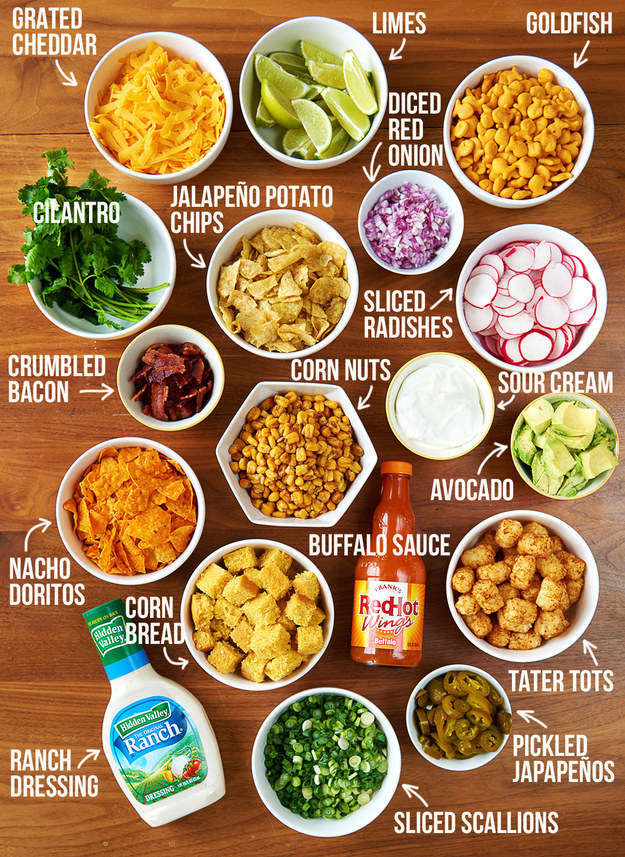 This taco chili bar is a great meal to serve for Superbowl Sunday