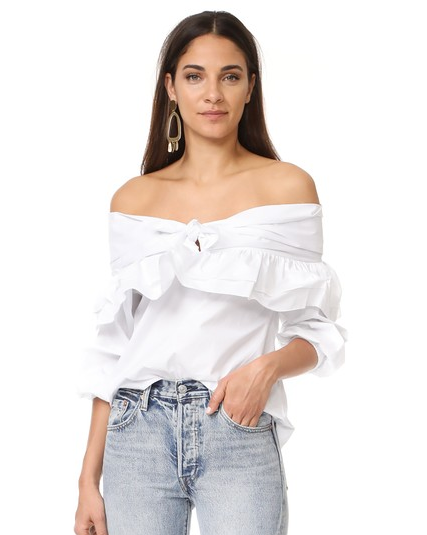 White off the shoulder ruffle top