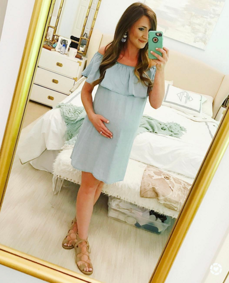 Off the shoulder chambray dress