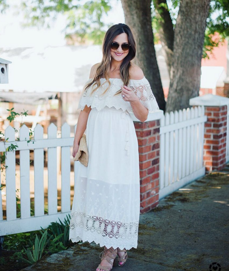 white off the shoulder lace dress