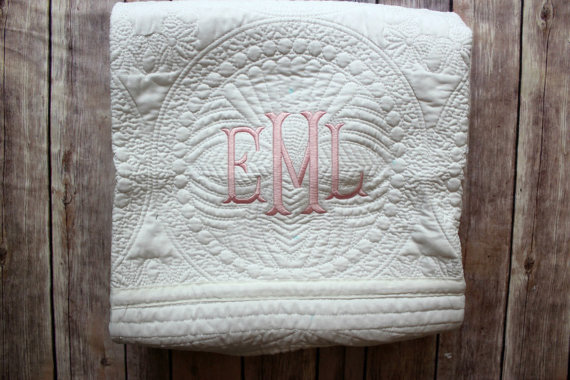 monogrammed baby quilt