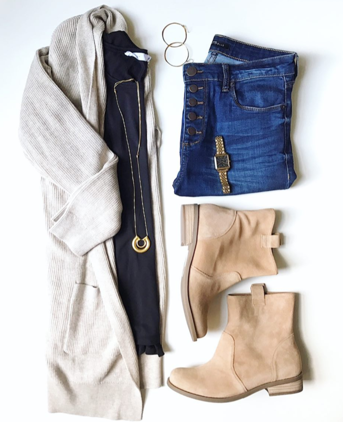 Long layered cardigan with booties for Fall