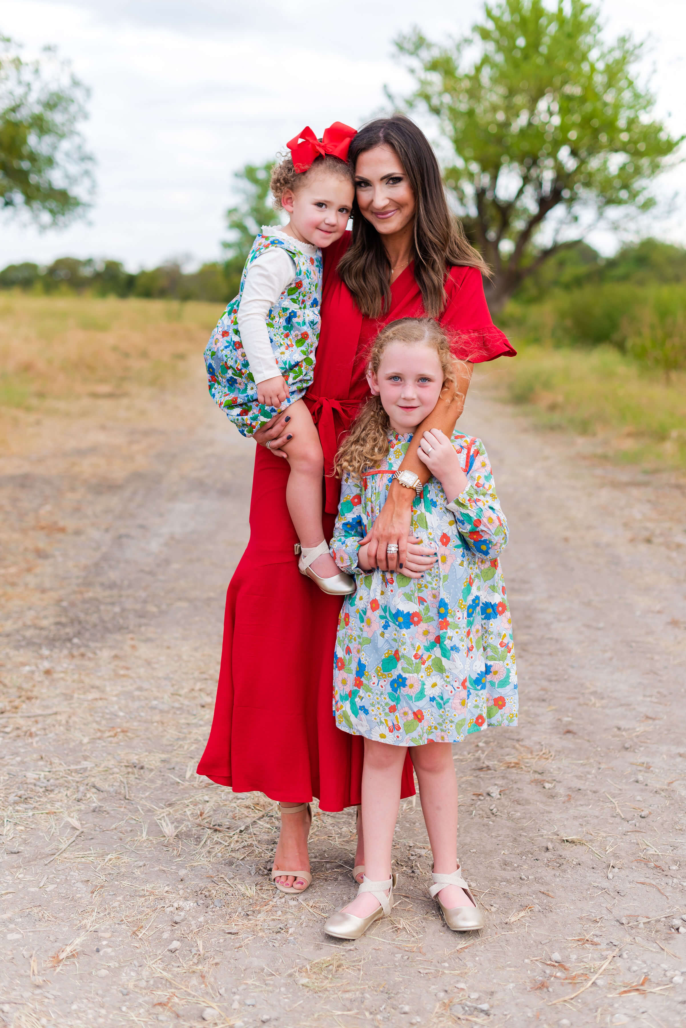 Red Flowy Dress, Family Photo Outfits