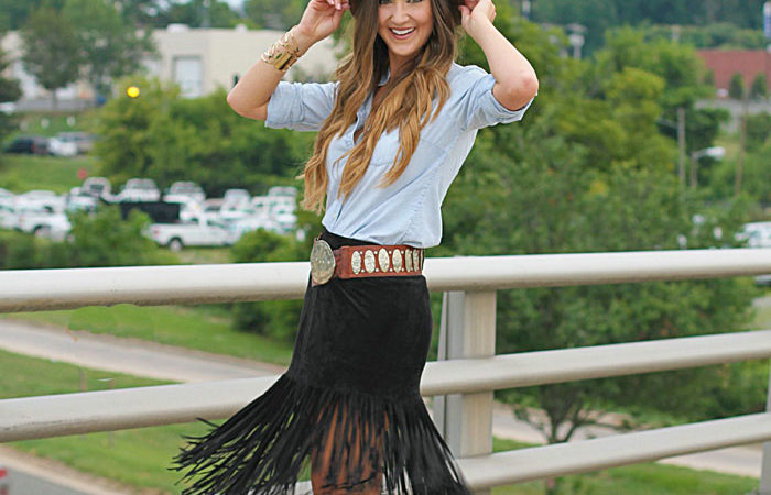 Fringe Skirt, Boho, Felt Hat, Chambray, Suede