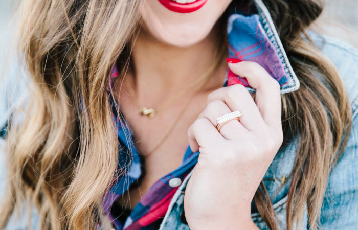 Morrison Smith Jewelers, leather skirt, j. crew, denim jacket, Holiday outfit