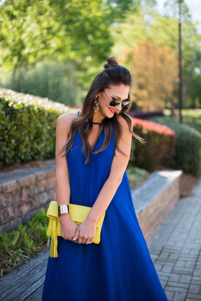 Cobalt Blue Swing Dress + Statement Earrings | Style Your Senses