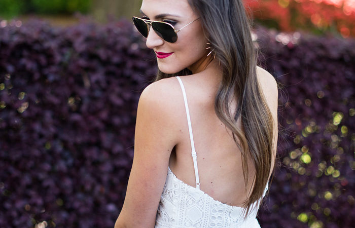 White Lace party dress with low cut back detail