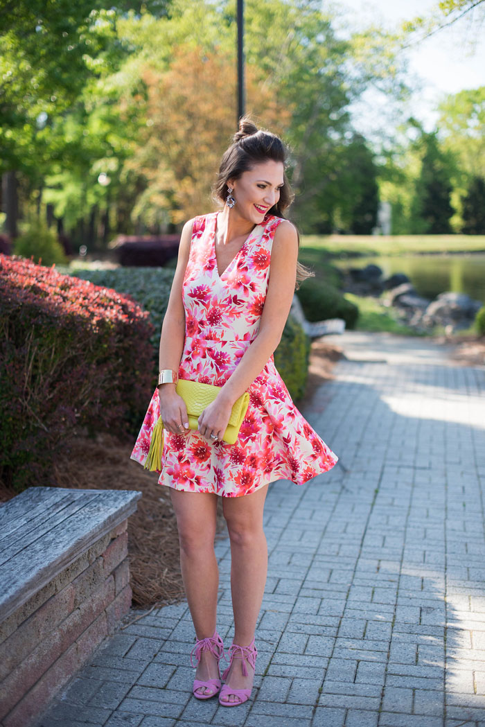 white flowy dress wedding Floral Print Drawstring Tunic Flowy Short Dress