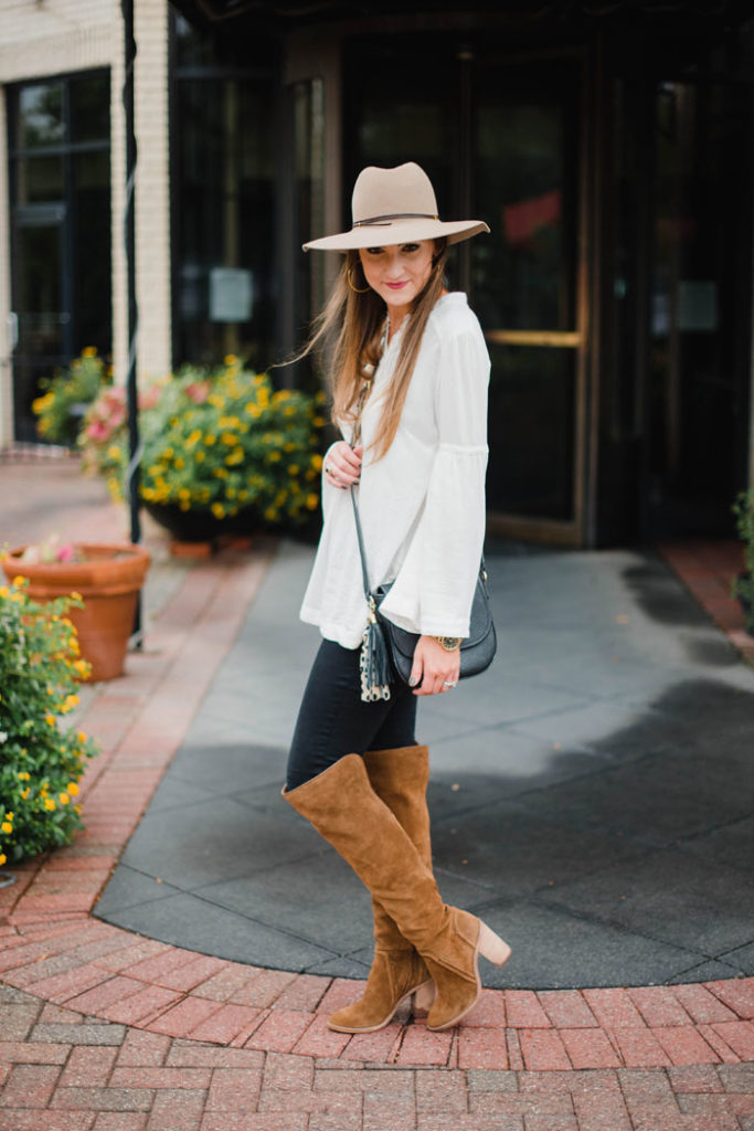 Bell Sleeve Top Over the Knee Boots