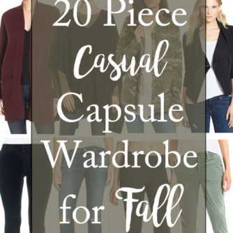 A 20 piece capsule wardrobe for Fall for busy moms on the go, complete with outfit suggestions and tips on how to wear each piece.