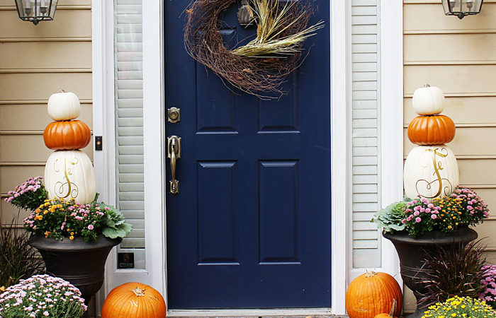 Fall Porch with pumpkin topiary featured by popular Dallas life and style blogger, Style Your Senses