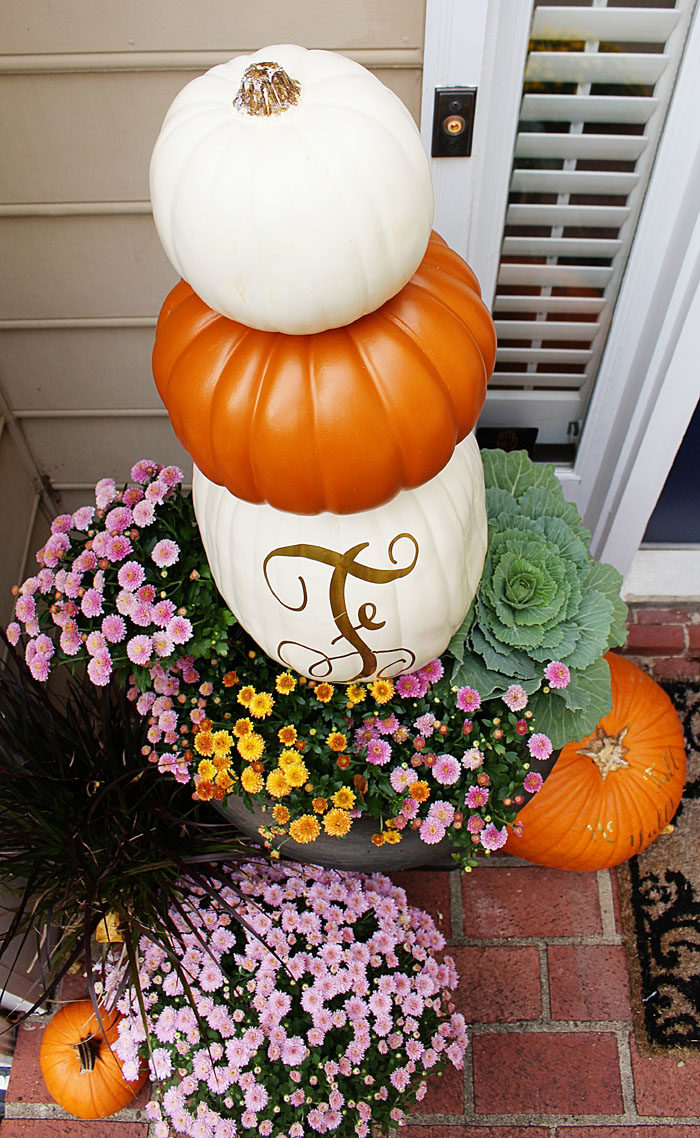 DIY Pumpkin Topiary for a fun Fall projectFall Porch with pumpkin topiary featured by popular Dallas life and style blogger, Style Your Senses