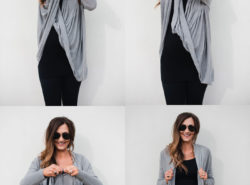 Cute Athleisure outfit for busy moms with this versatile cardigan that can be worn two ways!