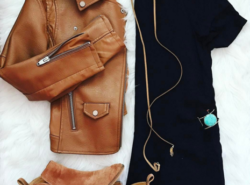Outfit Inspiration | a cute black dress paired with a moto jacket and boho accessories for a great transitional look