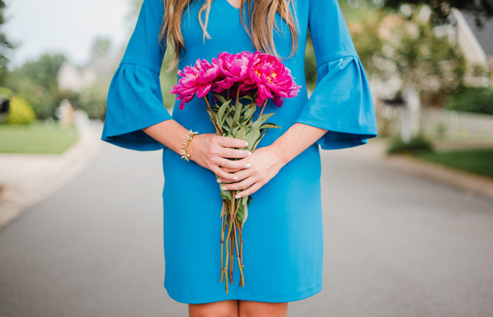 Flutter Sleeve Blue Donna Morgan Dress