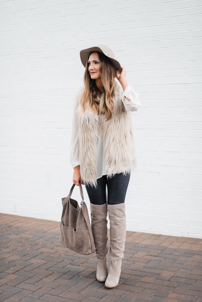 Faux Fur Vest With Over the Knee Boots | Style Your Senses
