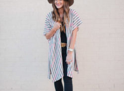 Spring Transition outfit with long poncho and gucci belt