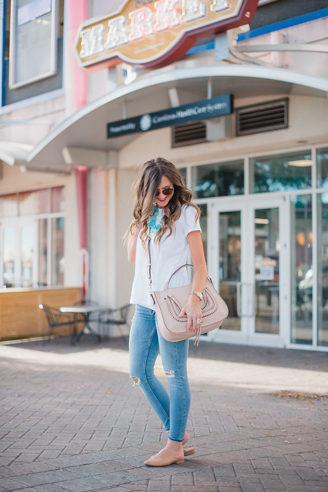 This white peplum top is perfect for Spring Transition